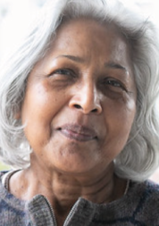A woman smiling 
